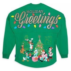 Disney Parks NWT Classic Christmas Mickey Holiday Greetings Spirit Jersey Adult